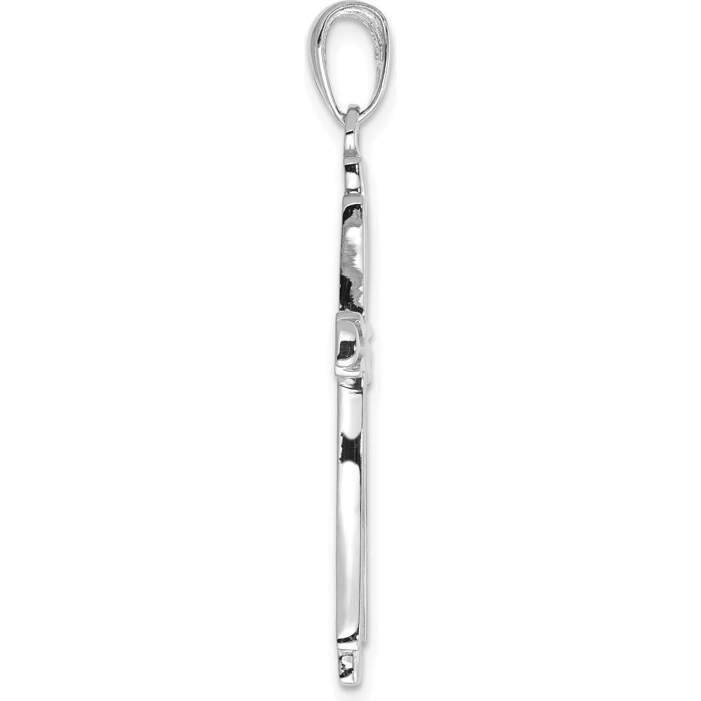 14K White Gold Polished Solid Cross Pendant - Timeless Faith Symbol by Oro Pregiato