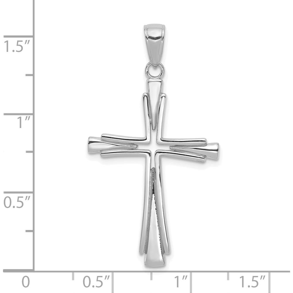 14K White Gold Polished Solid Cross Pendant - Timeless Faith Symbol by Oro Pregiato