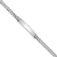 14K White Gold Polished Solid Curb Link ID Bracelet - 7 Inches, Engravable Flat Plate by Oro Pregiato