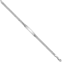 14K White Gold Polished Solid Curb Link ID Bracelet - 7 Inches, Engravable Flat Plate by Oro Pregiato