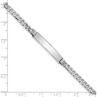 14K White Gold Polished Solid Curb Link ID Bracelet - 7 Inches, Engravable Flat Plate by Oro Pregiato