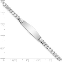 14K White Gold Polished Solid Curb Link ID Bracelet - 8" Length by Oro Pregiato