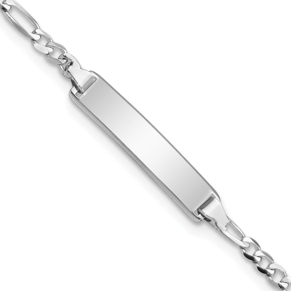 14K White Gold Polished Solid Figaro Link Baby/Child ID Bracelet - 5.5" by Oro Pregiato