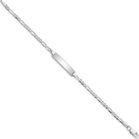 14K White Gold Polished Solid Figaro Link Baby/Child ID Bracelet - 5.5" by Oro Pregiato
