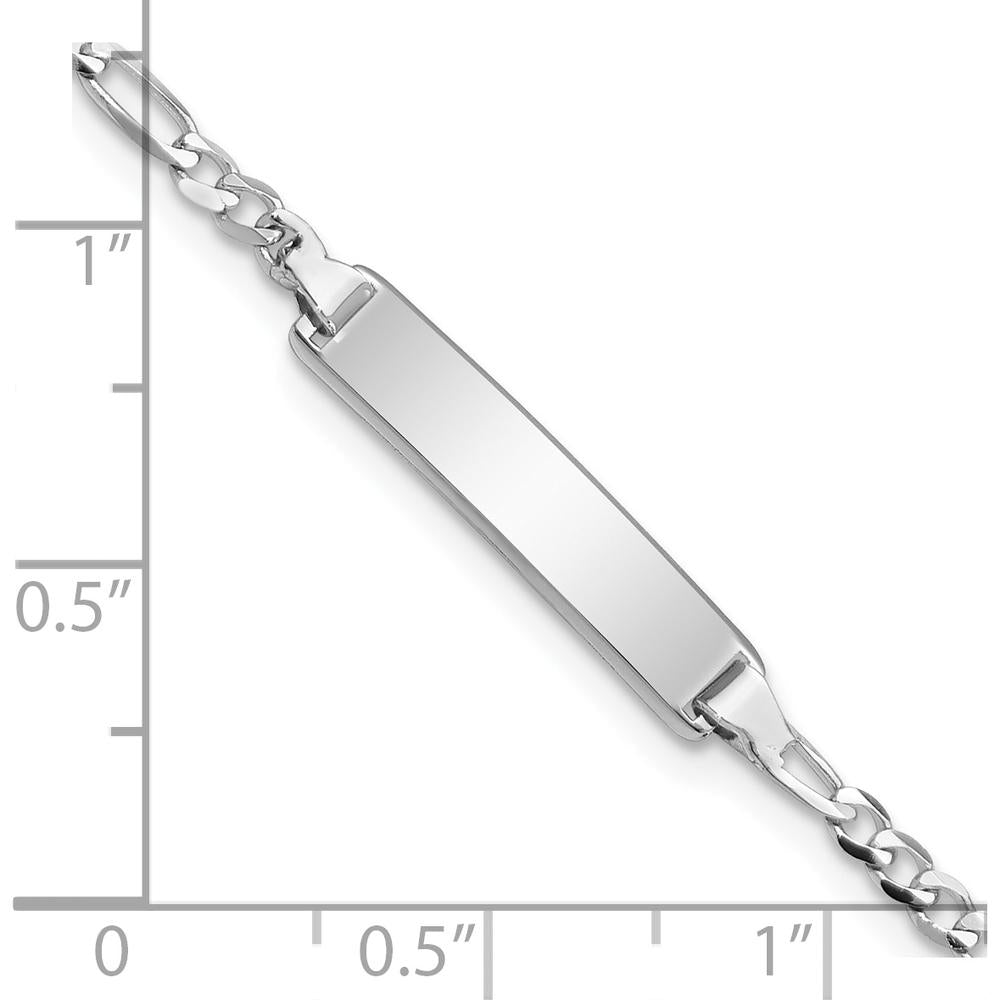 14K White Gold Polished Solid Figaro Link Baby/Child ID Bracelet - 5.5" by Oro Pregiato