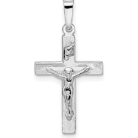 14K White Gold Polished Solid INRI Striped Crucifix Pendant - 27.45mm Length by Oro Pregiato