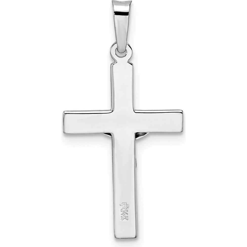 14K White Gold Polished Solid INRI Striped Crucifix Pendant - 27.45mm Length by Oro Pregiato