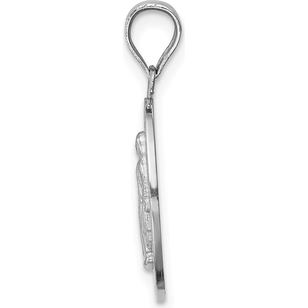 14K White Gold Polished Solid Miraculous Medal Oval Pendant - Faith and Grace Embodied by Oro Pregiato