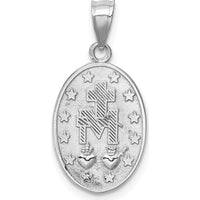 14K White Gold Polished Solid Miraculous Medal Oval Pendant - Faith and Grace Embodied by Oro Pregiato