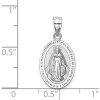 14K White Gold Polished Solid Miraculous Medal Oval Pendant - Faith and Grace Embodied by Oro Pregiato