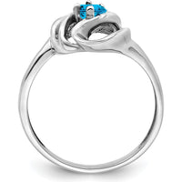 14K White Gold Polished Solitaire Ring with Blue Sapphire - 1.00 Carat Total Gemstone Weight by Monteluci Fine Jewelry
