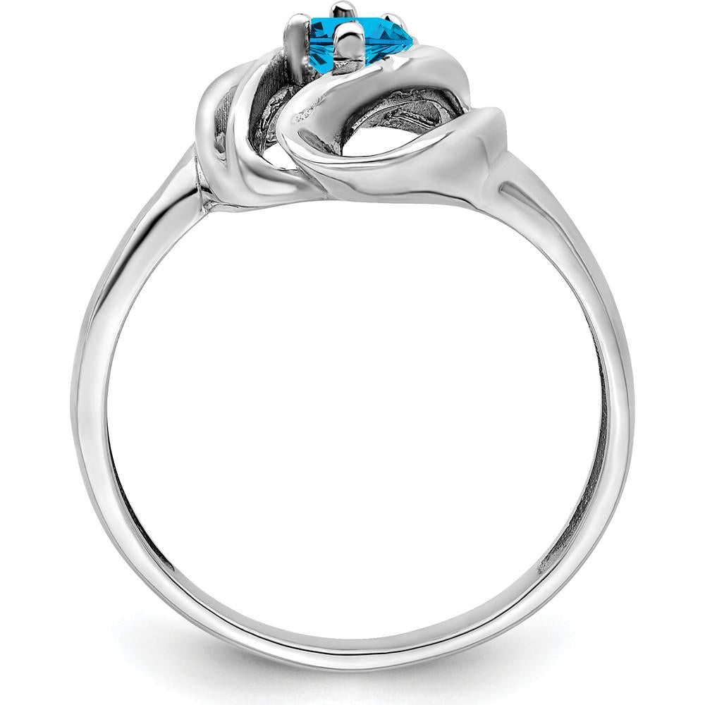 14K White Gold Polished Solitaire Ring with Blue Sapphire - 1.00 Carat Total Gemstone Weight by Monteluci Fine Jewelry