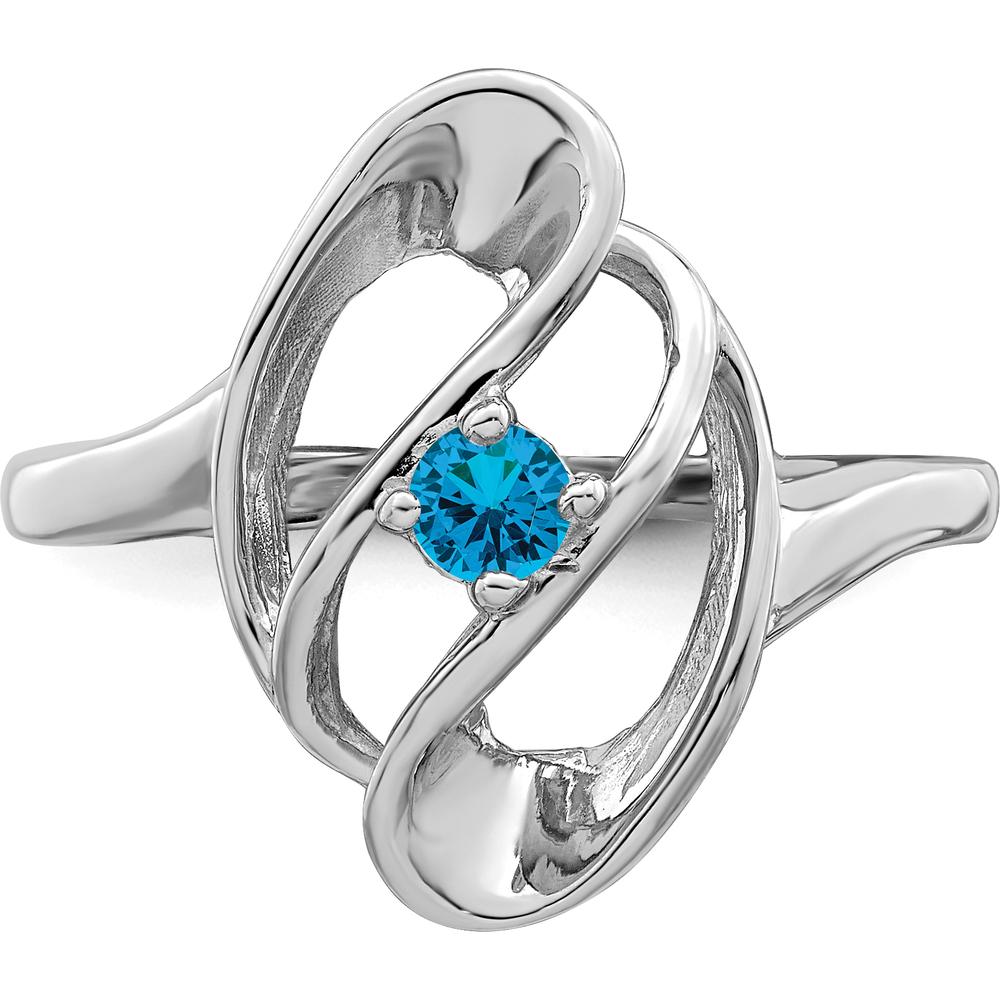 14K White Gold Polished Solitaire Ring with Blue Sapphire - 1.00 Carat Total Gemstone Weight by Monteluci Fine Jewelry