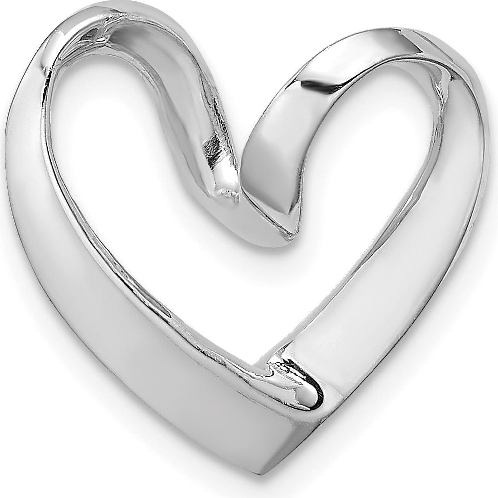 14K White Gold Polished Spiral Heart Chain Slide Pendant - Rhodium Plated by Oro Pregiato