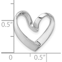 14K White Gold Polished Spiral Heart Chain Slide Pendant - Rhodium Plated by Oro Pregiato