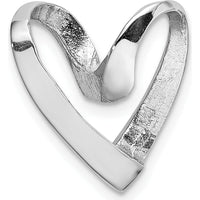 14K White Gold Polished Spiral Heart Chain Slide Pendant - Rhodium Plated by Oro Pregiato