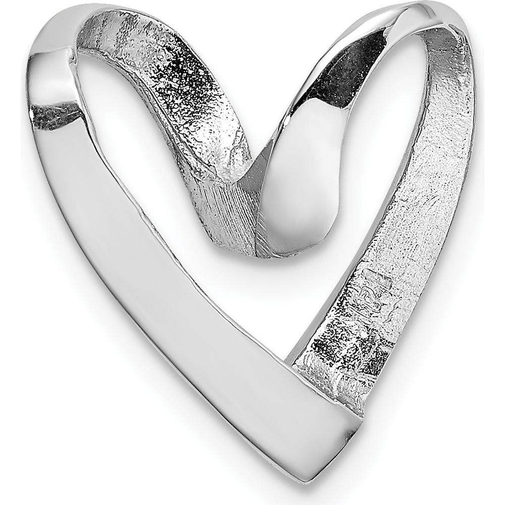 14K White Gold Polished Spiral Heart Chain Slide Pendant - Rhodium Plated by Oro Pregiato