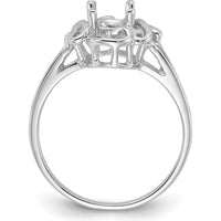 14K White Gold Polished Split Shank Ring Mounting with Ornate Scrollwork for 7x5mm Oval Gemstone by Monteluci Fine Jewelry