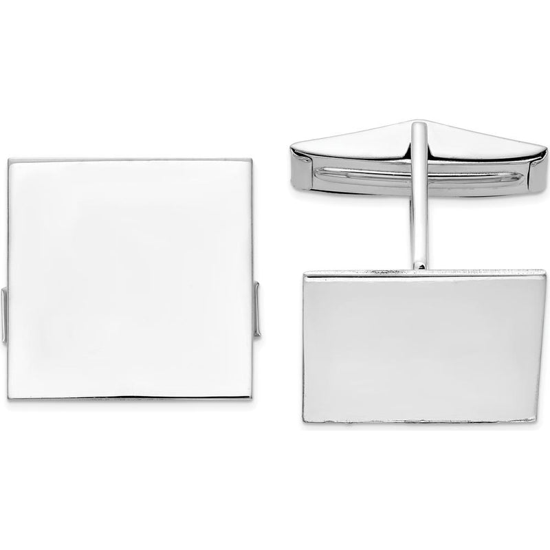 14K White Gold Polished Square Cuff Links with Engravable Face by Oro Pregiato