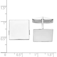 14K White Gold Polished Square Cuff Links with Engravable Face by Oro Pregiato