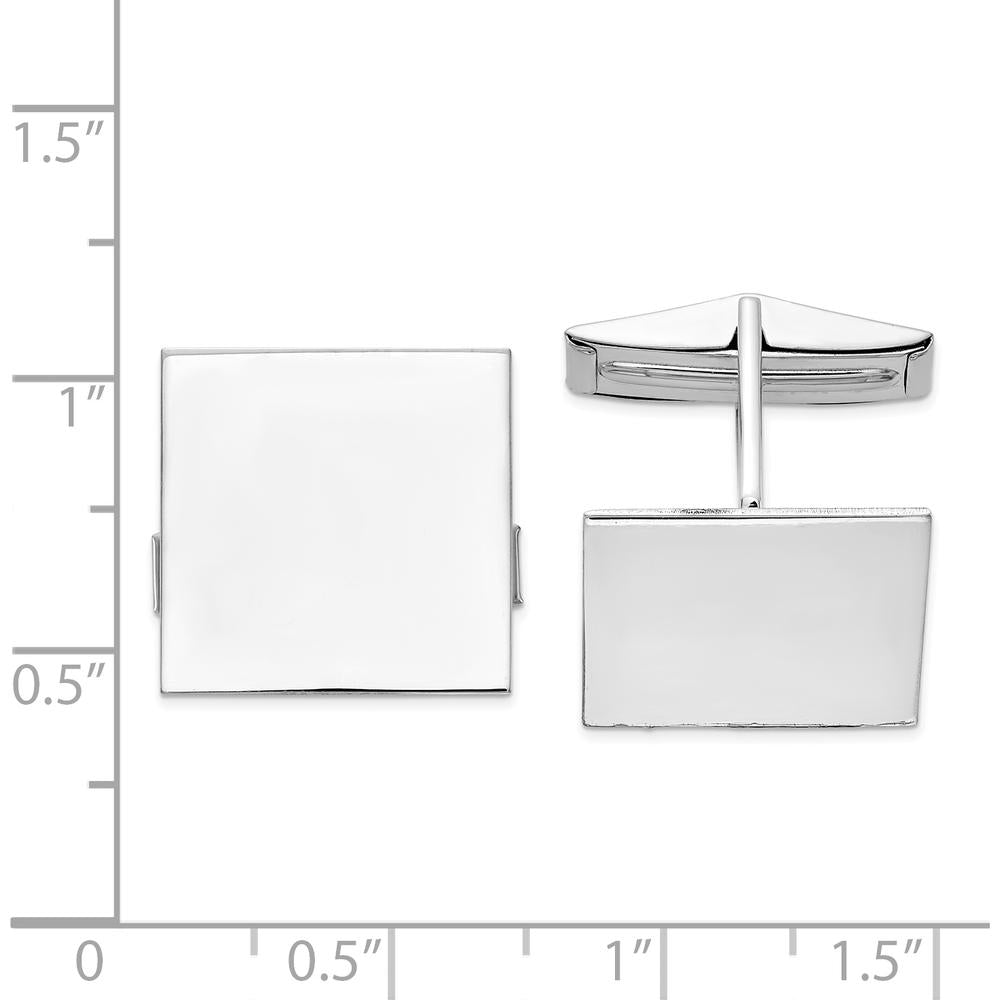 14K White Gold Polished Square Cuff Links with Engravable Face by Oro Pregiato