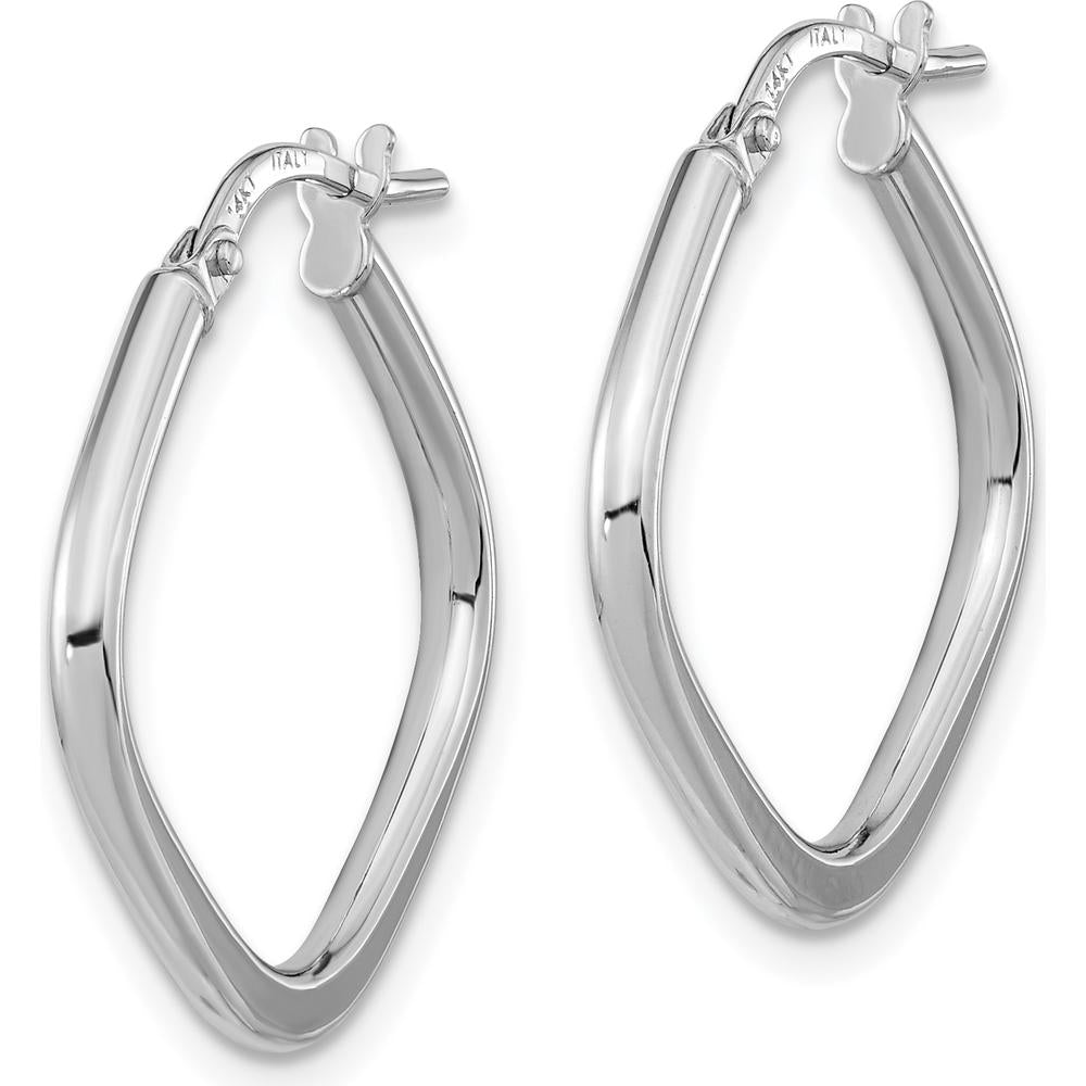 14K White Gold Polished Square Hoop Earrings - Lightweight & Rhodium Plated by 0
