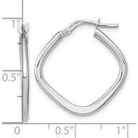 14K White Gold Polished Square Hoop Earrings - Lightweight & Rhodium Plated by 0