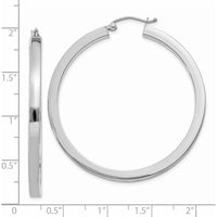 14K White Gold Polished Square Tube Hoop Earrings - 45mm Length by Oro Pregiato