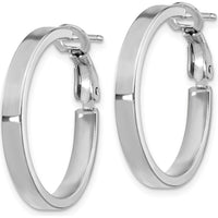 14K White Gold Polished Square Tube Large Hoop Earrings with Omega Clip Back by Oro Pregiato