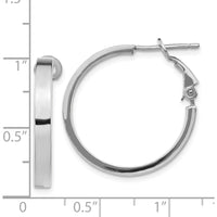 14K White Gold Polished Square Tube Large Hoop Earrings with Omega Clip Back by Oro Pregiato