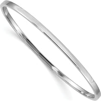 14K White Gold Polished Square Tube Slip-On Bangle Bracelet - 3mm Width by Oro Pregiato
