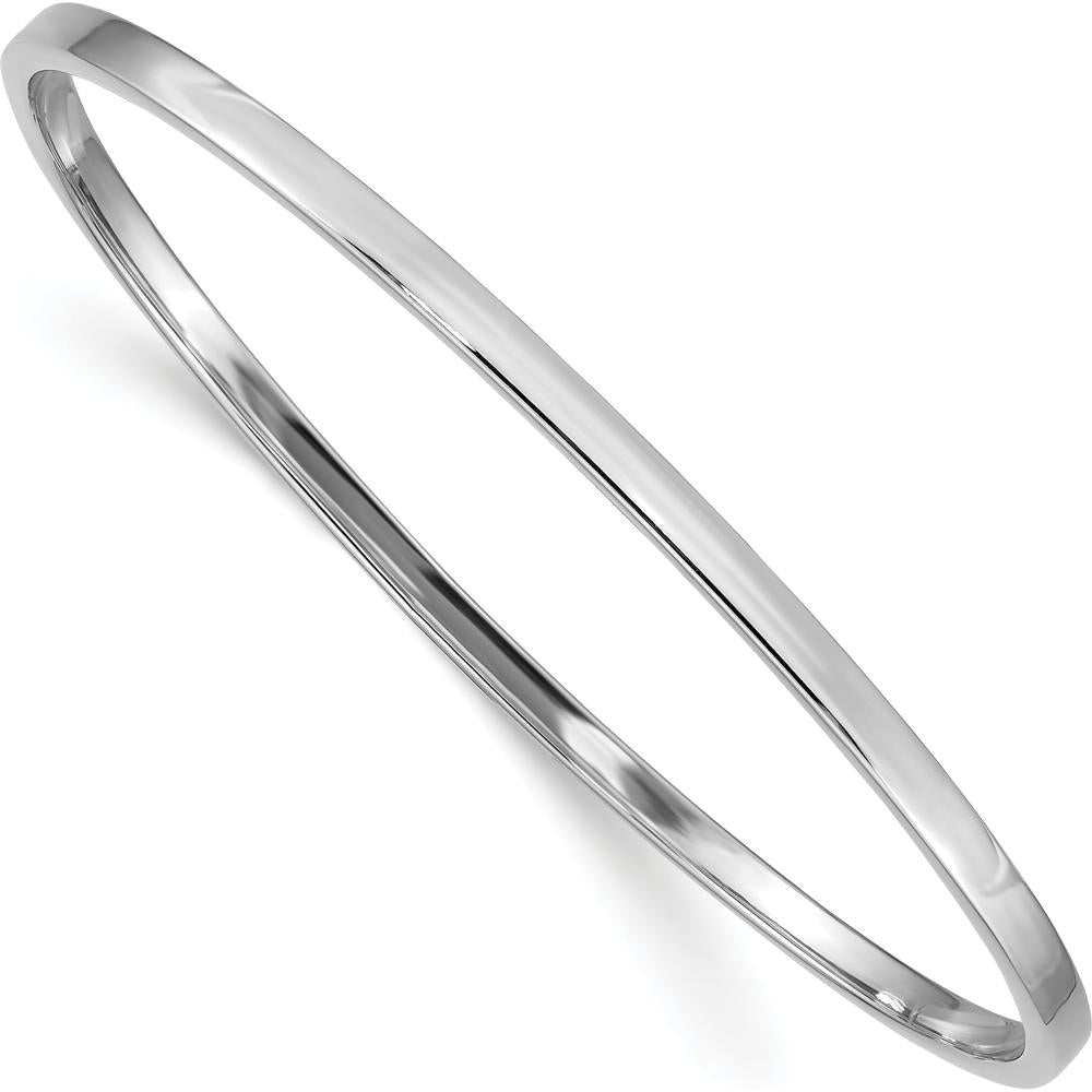14K White Gold Polished Square Tube Slip-On Bangle Bracelet - 3mm Width by Oro Pregiato