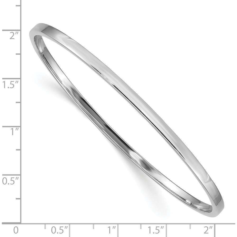 14K White Gold Polished Square Tube Slip-On Bangle Bracelet - 3mm Width by Oro Pregiato