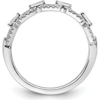 14K White Gold Polished Squares Diamond Ring with Baguette and Round Diamonds - 0.0255 Carat Total Diamond Weight by 0