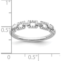 14K White Gold Polished Squares Diamond Ring with Baguette and Round Diamonds - 0.0255 Carat Total Diamond Weight by 0