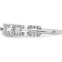14K White Gold Polished Squares Diamond Ring with Baguette and Round Diamonds - 0.0255 Carat Total Diamond Weight by 0
