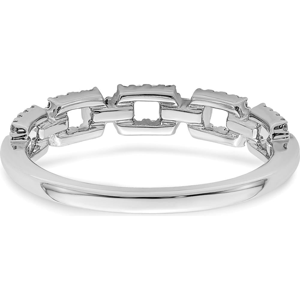 14K White Gold Polished Squares Diamond Ring with Baguette and Round Diamonds - 0.0255 Carat Total Diamond Weight by 0
