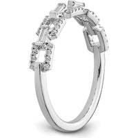14K White Gold Polished Squares Diamond Ring with Baguette and Round Diamonds - 0.0255 Carat Total Diamond Weight by 0