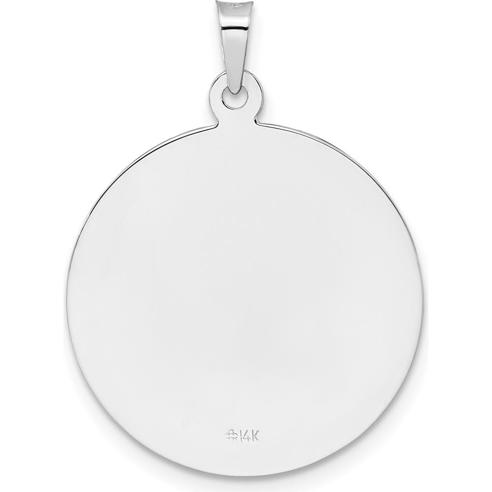 14K White Gold Polished St. Anthony Medal Pendant with Rhodium Finish - 29.15mm Length by Oro Pregiato