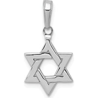 14K White Gold Polished Star of David Pendant with Rhodium Plating - 21.8mm by Oro Pregiato
