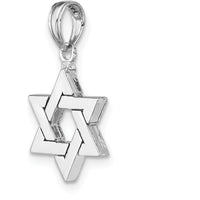 14K White Gold Polished Star of David Pendant with Rhodium Plating - 21.8mm by Oro Pregiato