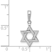 14K White Gold Polished Star of David Pendant with Rhodium Plating - 21.8mm by Oro Pregiato