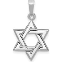 14K White Gold Polished Star of David Pendant with Rhodium Plating - 22mm Length by Oro Pregiato
