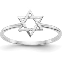 14K White Gold Polished Star of David Ring with Rhodium Plating by Oro Pregiato
