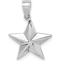 14K White Gold Polished Star Pendant with Rhodium Plating by Oro Pregiato