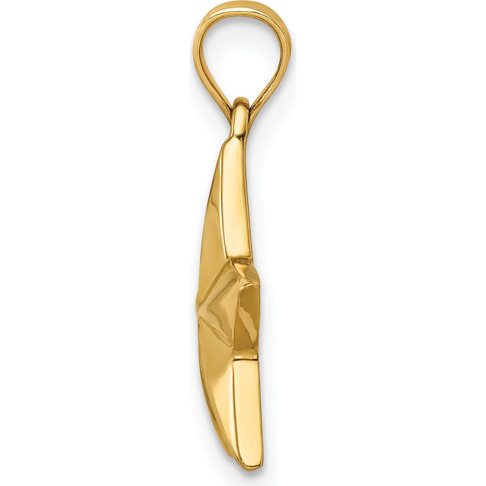 14K White Gold Polished Star Pendant with Rhodium Plating by Oro Pregiato
