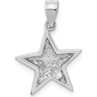 14K White Gold Polished Star Pendant with Rhodium Plating by Oro Pregiato