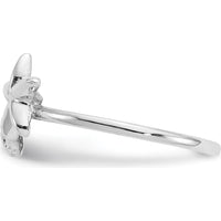 14K White Gold Polished Starfish & Sand Dollar Ring - Rhodium-Plated Coastal Elegance by Oro Pregiato