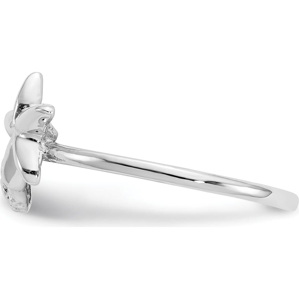 14K White Gold Polished Starfish & Sand Dollar Ring - Rhodium-Plated Coastal Elegance by Oro Pregiato