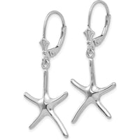 14K White Gold Polished Starfish Leverback Earrings by 0